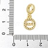 Brass Micro Pave Clear Cubic Zirconia Ring with Word MOM European Dangle Charms KK-P293-32G-3