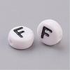 Flat Round with Letter F Acrylic Beads X-PL37C9070-F-2