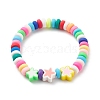 9Pcs 9 Style Handmade Polymer Clay Beaded Stretch Bracelets Set BJEW-JB08959-3