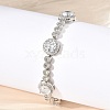 Flat Round Brass Micro Pave Cubic Zirconia Link Chain Bracelets KK-R217-26P-3