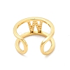 Clear Cubic Zirconia Initial Letter Open Cuff Ring RJEW-A012-01G-W-3