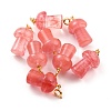 Synthetic Cherry Quartz Glass Pendants G-M380-C04-P-1