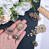 5Pcs 5 Styles Alloy Rhinestone Lapel Pins for Backpack Clothes JEWB-ME0001-40-3