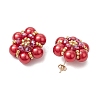 Glass Seed Beads Flower Stud Earrings EJEW-MZ00349-01-4