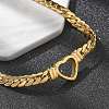 304 Stainless Steel Heart Cuban Link Chain Necklaces for Women NJEW-R012-03G-3