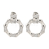 Rack Plating Polygon Brass Micro Pave Clear Cubic Zirconia Stud Earrings EJEW-H016-29P-1