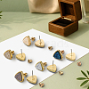 10 Pairs 5 Colors Sparkling Triangle  Alloy Resin Stud Earrings EJEW-HY0001-27-3