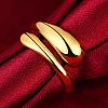 Real 18K Gold Plated Adjustable Brass Finger Rings for Women RJEW-BB07574-A-2