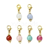 6Pcs Round Natural Rose Quartz & Amazonite & Quartz & Carnelian & White Jade Pendant Decorations HJEW-JM02857-1