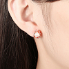Shell Shape Tin Alloy and Round Imitation Pearl Stud Earrings EJEW-BB16330-7
