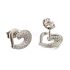 Brass Pave Clear Cubic Zirconia Stud Earrings EJEW-M088-09P-2