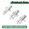 3Pcs 3 Styles 304 Stainless Steel Watch Band Clasps STAS-HS0001-91P-2