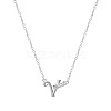 304 Stainless Steel Crystal Rhinestone Initial Pendant Necklaces FS-WGCEFCC-22-1