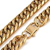 Ion Plating(IP) Non-Tarnish 304 Stainless Steel Cuban Link Chain Necklaces NJEW-P288-19G-2