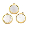 Ion Plating(IP) 304 Stainless Steel Pave Natural Shell Charms STAS-Z100-01G-02-1