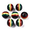 Ghana Jamaica Reggae Stripe Resin Beads X-RESI-N026-001B-01-2