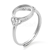 Flat Round Adjustable 925 Sterling Silver Ring Components STER-G042-02P-1