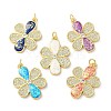 Brass Micro Pave Clear Cubic Zirconia Pendants KK-C045-29G-1