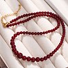 Natural Rhodochrosite & Shell Pearl Round Graduated Beaded Necklaces NJEW-U026-25G-3