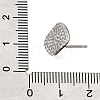 Brass Micro Pave Cubic Zirconia Stud Earring Findings with Loops CU-CBA1682-03P-3