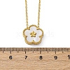 304 Stainless Steel Pave Natural White Shell Flower Pendant Necklaces for Women NJEW-U032-16G-03-5