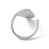 304 Stainless Steel Shell Shape Cuff Ring for Women RJEW-C045-25P-3