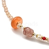 Natural Pearl & Agate & Strawberry Quartz Beaded Necklaces NJEW-M214-06G-2