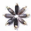 Top Golden Plated Natural Flower Agate Pointed Pendants G-S359-078H-2