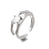 Square Brass Cat Eye Cuff Rings RJEW-G344-01P-5