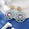 Glass Seed Bead Dangle Stud Earrings EJEW-MZ00286-02-2