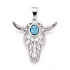 Brass and Synthetic Turquoise Pendants KK-T079-03A-P-1