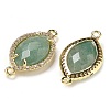 Natural Green Aventurine Faceted Horse Eye Connector Charms G-G181-07G-02-2