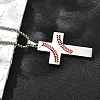 201 Stainless Steel Wheat Cross Pendant Box Chain Necklaces for Women Men NJEW-B124-01P-4