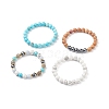 4Pcs 4 Style Natural Wood & Mixed Stone Beaded Stretch Bracelets Set BJEW-JB08821-4