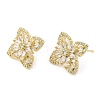 Cubic Zirconia Flower Stud Earrings EJEW-G353-02G-1