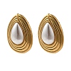 304 Stainless Steel & Plastic Pearls Hoop Earrings for Women EJEW-S236-02G-2