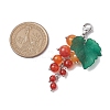 Grape Natural Carnelian Pendant Decorations HJEW-TA00266-02-3