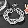 Punk & Hiphop Style Alloy Rolo Chains Link Bracelets for Women Men BJEW-K270-01P-1