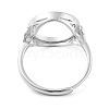 Flat Round Adjustable 925 Sterling Silver Ring Components STER-G042-07P-3