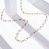 304 Stainless Steel & Round ABS Plastic Imitation Pearl Link Chain Necklaces NJEW-U026-19G-3