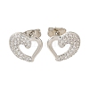 Brass Pave Clear Cubic Zirconia Stud Earrings EJEW-M088-09P-1