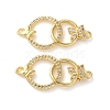 Rack Plating Brass Cubic Zirconia Ring with Butterfly Connector Charms KK-C084-31D-G01-1