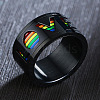 Rainbow Color Pride Flag Word Love Rotating Enamel Finger Ring RABO-PW0001-034E-2