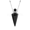 Natural Obsidian Faceted Cone Perfume Bottle Pendant Necklace PW-WG8F691-07-1