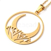 201 Stainless Steel Moon Pendant Necklace with Cable Chains NJEW-Q317-32G-2