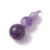 Natural Amethyst Round Beaded Pendants PALLOY-JF02867-10-3