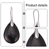 ANATTASOUL 2 Pairs 2 Style Natural Quartz Crystal & Black Agate Teardrop Dangle Earrings with Brass Pins for Women EJEW-AN0004-41-3