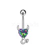 Brass Rhinestone Piercing Split Navel Ring Belly Rings WGB9F5B-07-1