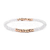 Gold-tone Miyuki Elastic Crystal Beaded Bracelet with Acrylic Tube Beads ST1549710-1
