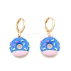 Enamel Donut Dangle Leverback Earrings EJEW-N012-101-2